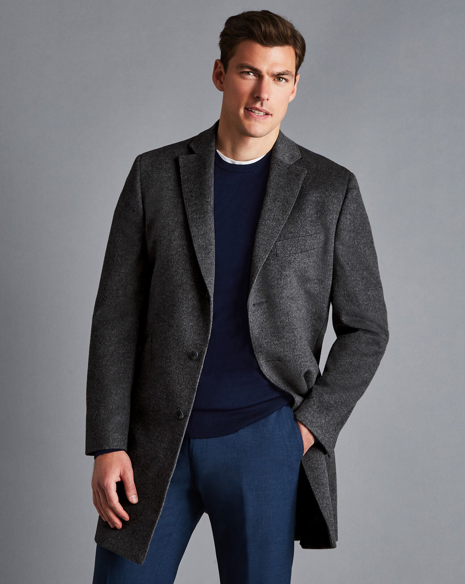 Dark Grey Pure Wool Overcoat