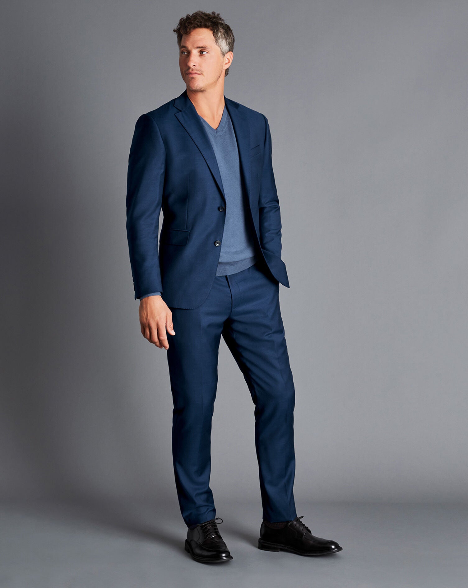 Suit Royal Blue Jacket Dress Royal Blue Slim Fit Natural Stretch