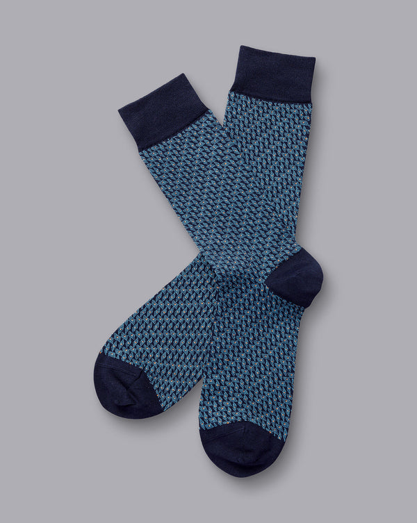 Cornflower Blue And Navy Semi Plain Socks