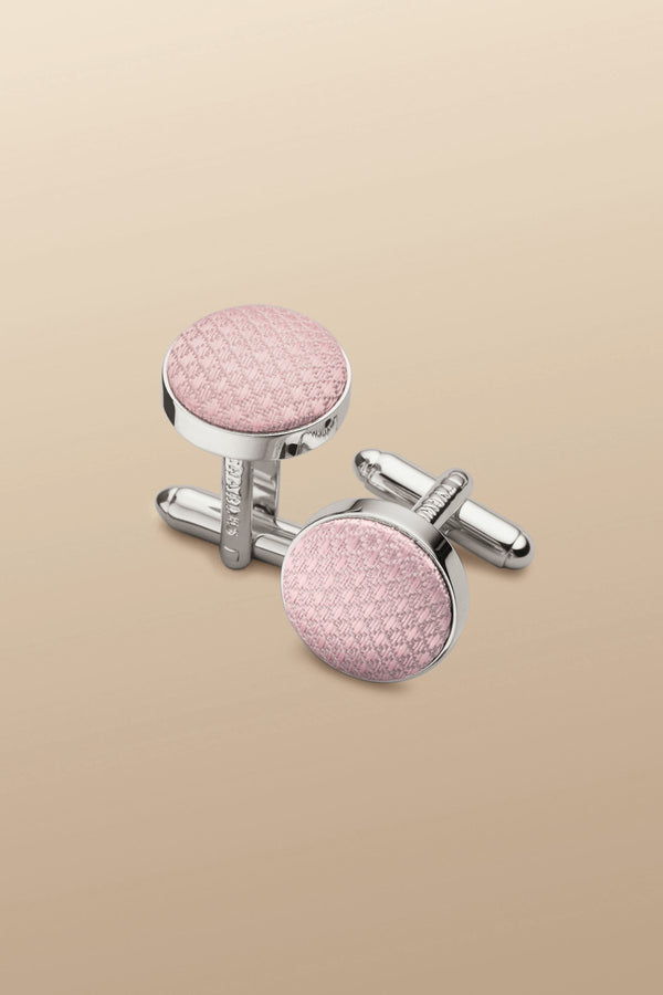 Light Pink Plain Round Silk Cufflink