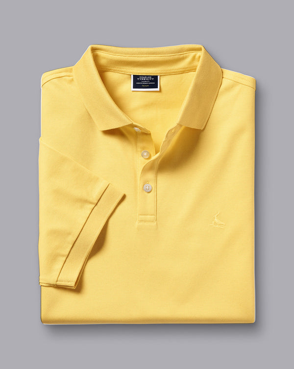 Lemon Solid Short Sleeve Cotton Tyrwhitt Pique Polo