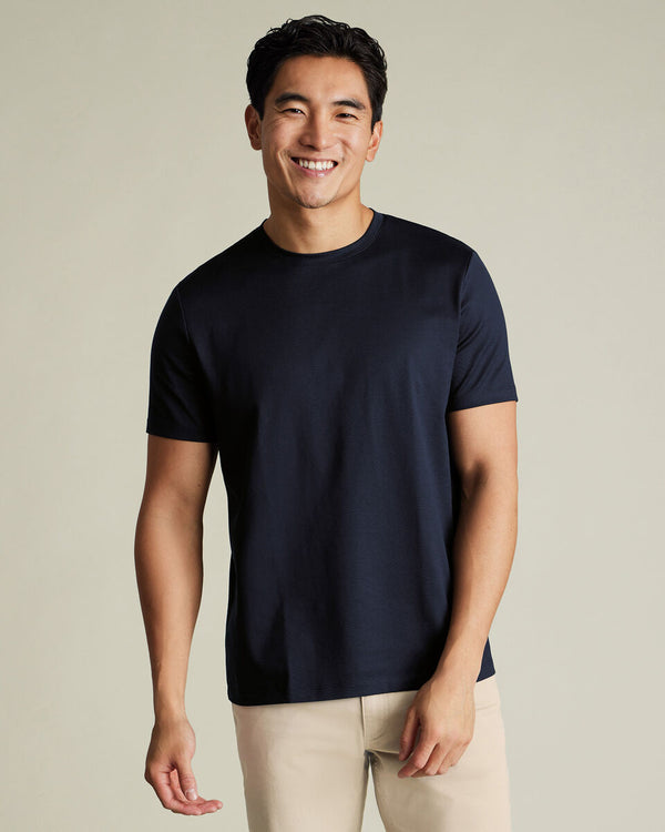 Navy Blue Cotton Short Sleeve T Shirt