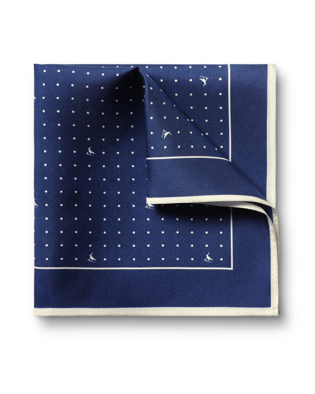 Cobalt Blue And White Spot Print Silk Pocket Square Charles Tyrwhitt