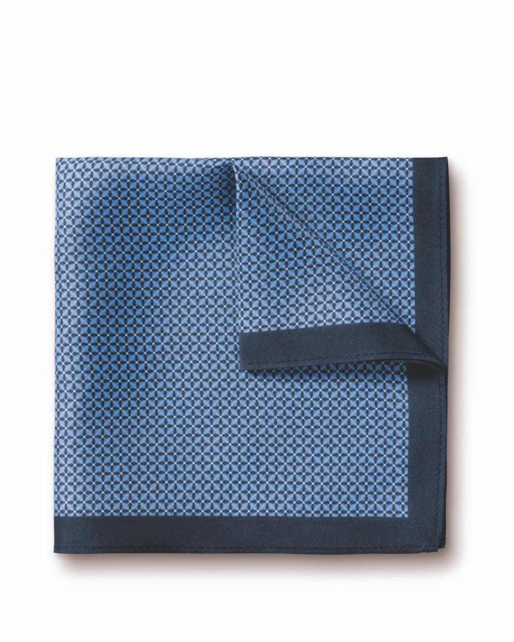 Cornflower Blue And Navy Semi Plain Print Silk Pocket Square Charles