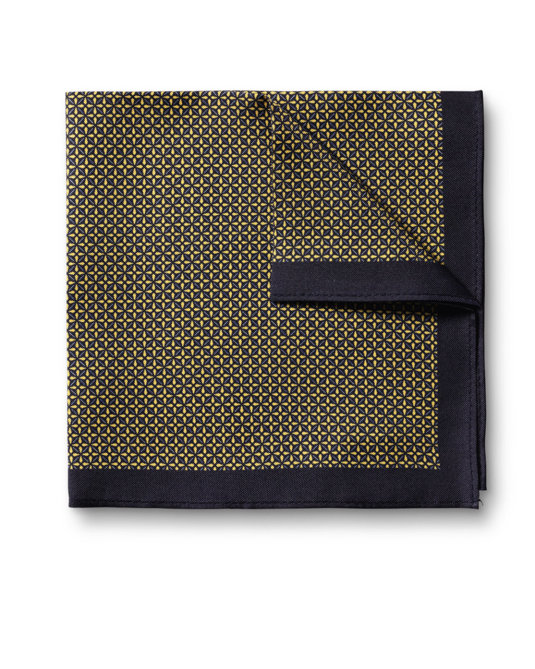 Yellow And Ocean Blue Semi Plain Print Silk Pocket Square Charles