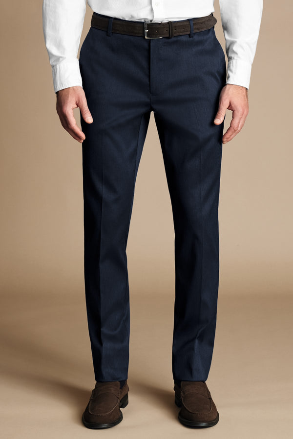 Denim Blue Classic Fit Smart Texture Trousers