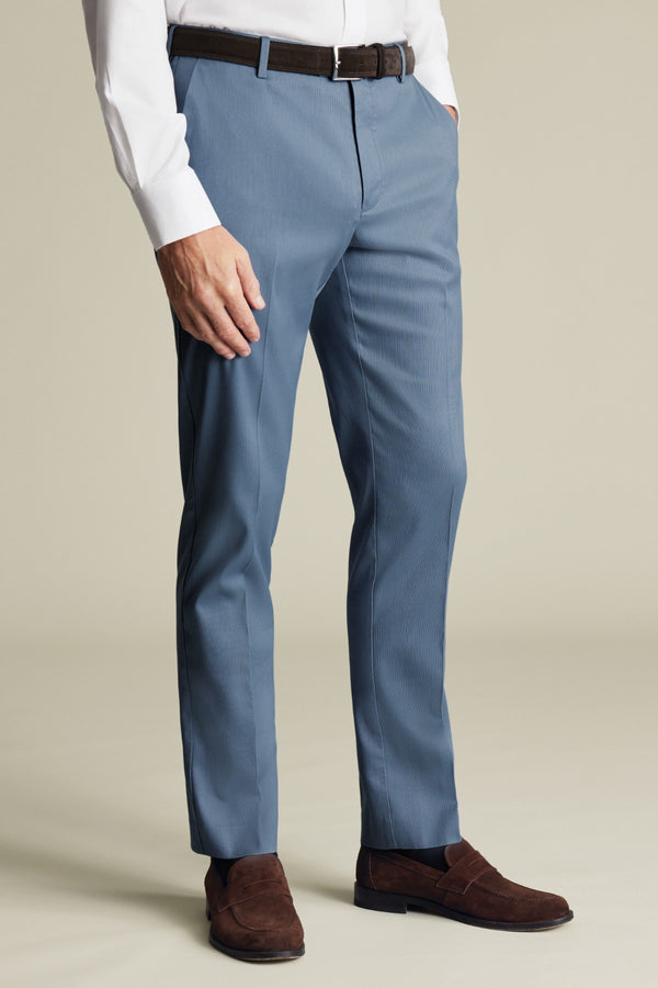 Airforce Blue Slim Fit Smart Texture Trousers