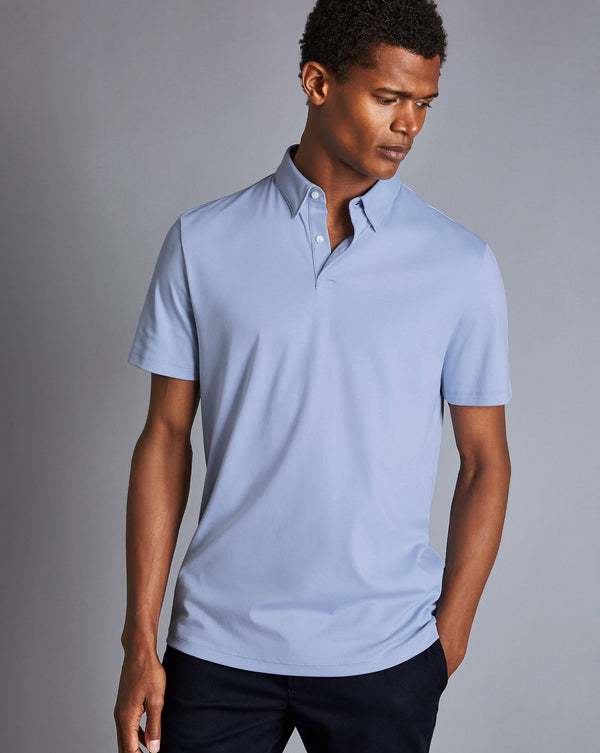 Sky Blue Plain Short Sleeve Jersey Polo