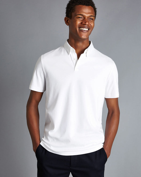White Plain Short Sleeve Jersey Polo