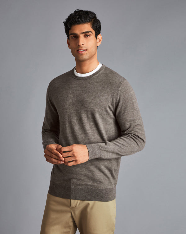 Mocha Pure Merino Crew Neck Jumper