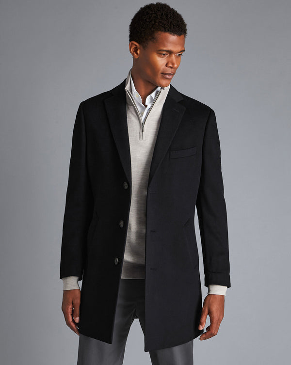 Black Pure Wool Overcoat
