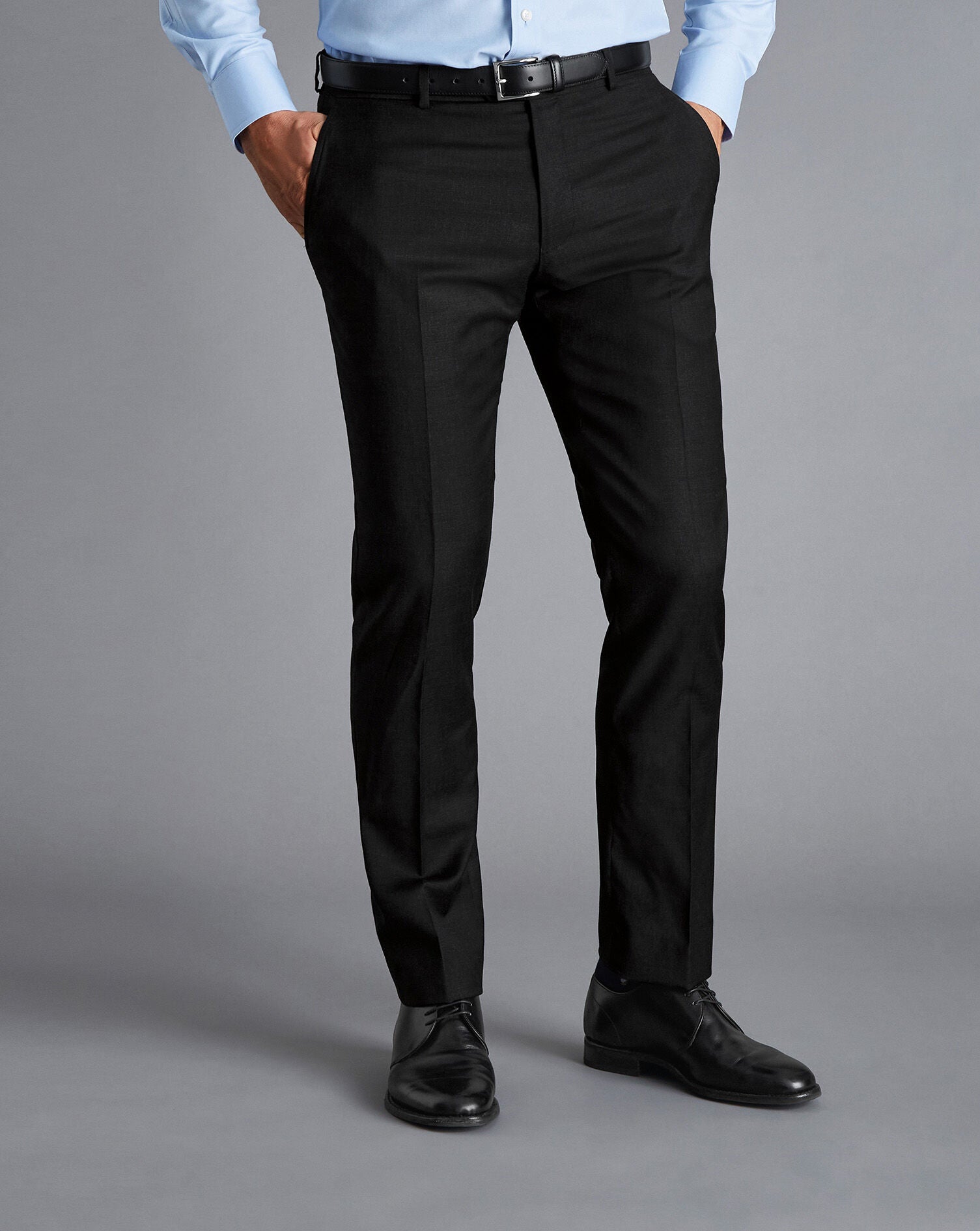 Black Slim Fit Natural Stretch Twill Suit Trouser – Charles Tyrwhitt ...