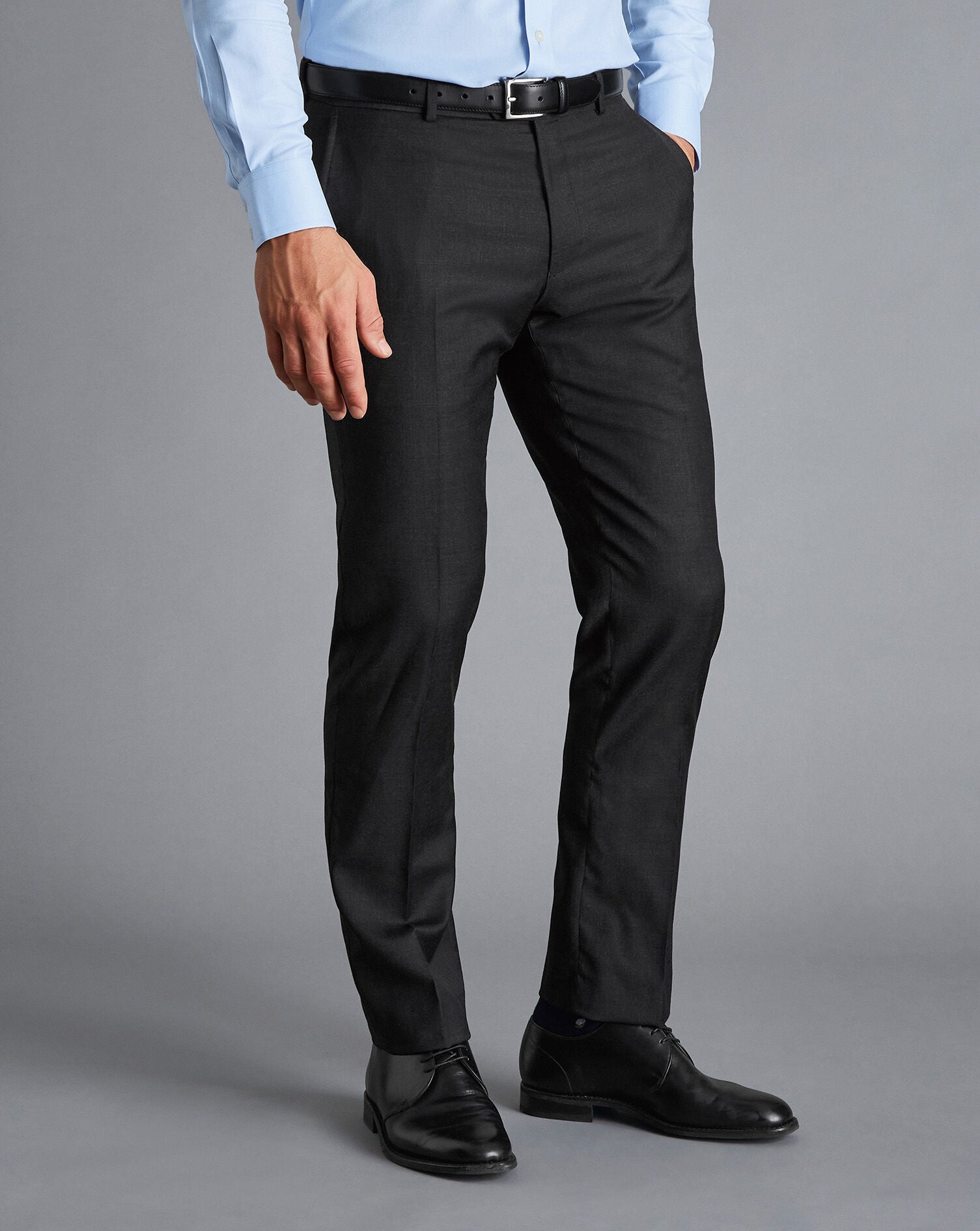 Charcoal Slim Fit Natural Stretch Twill Suit Trouser – Charles Tyrwhitt ...