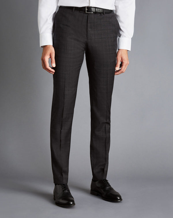 Charcoal Grey Prince Of Wales Check Italian Luxury Suit Trouser